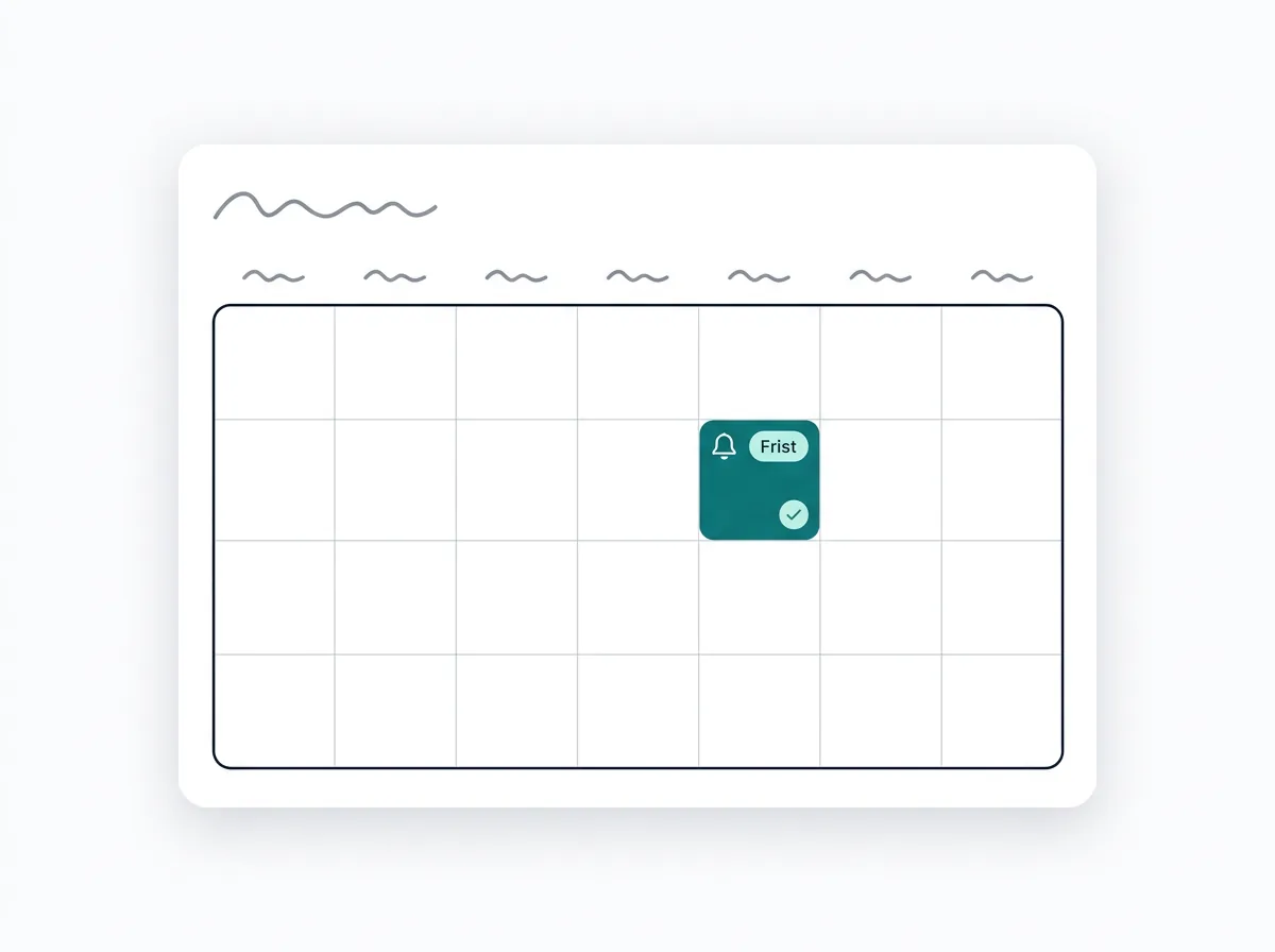 Illustration: Kalender mit markierter Frist und Erinnerung